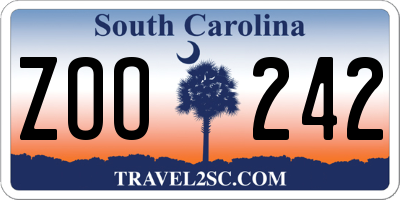 SC license plate ZOO242