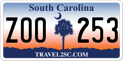 SC license plate ZOO253