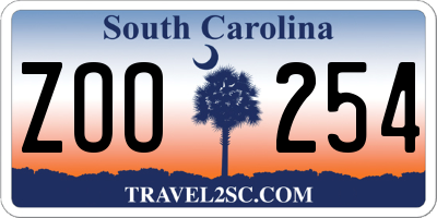 SC license plate ZOO254