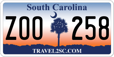 SC license plate ZOO258