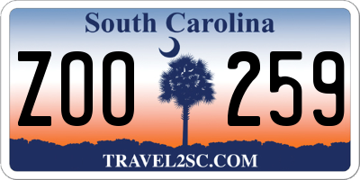 SC license plate ZOO259