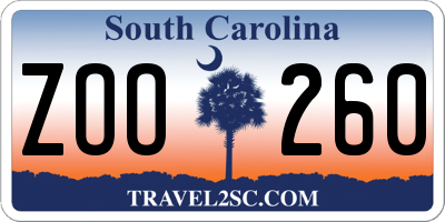 SC license plate ZOO260