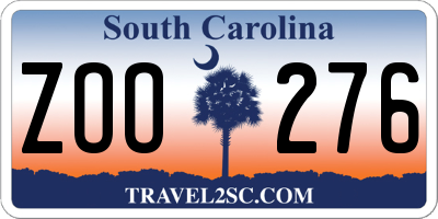 SC license plate ZOO276