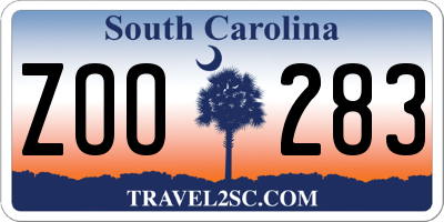 SC license plate ZOO283