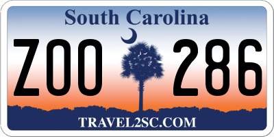 SC license plate ZOO286