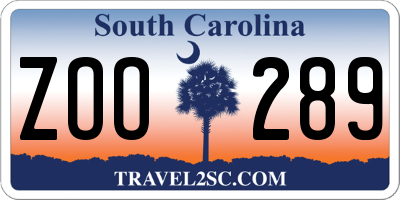 SC license plate ZOO289