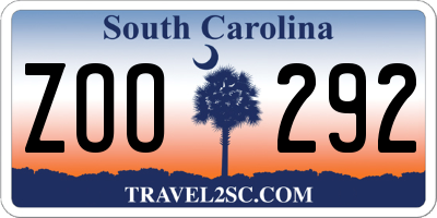 SC license plate ZOO292