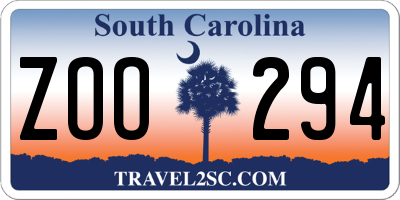SC license plate ZOO294