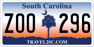 SC license plate ZOO296