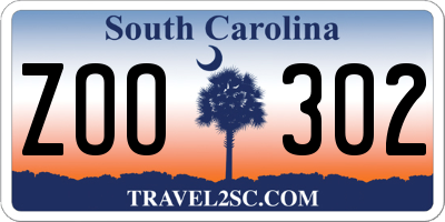 SC license plate ZOO302