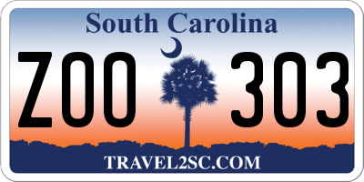 SC license plate ZOO303