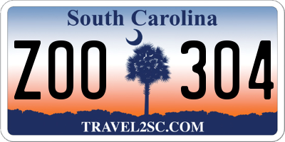 SC license plate ZOO304