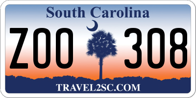 SC license plate ZOO308