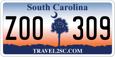 SC license plate ZOO309