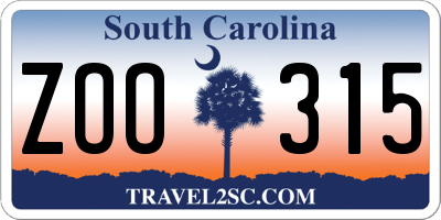 SC license plate ZOO315