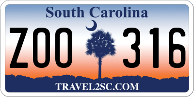 SC license plate ZOO316
