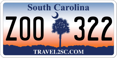 SC license plate ZOO322