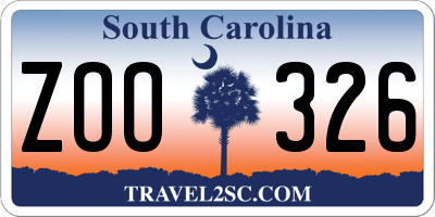 SC license plate ZOO326