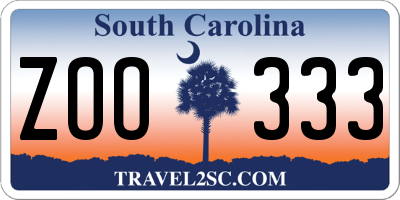 SC license plate ZOO333