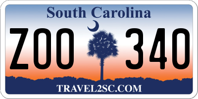 SC license plate ZOO340