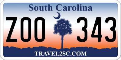 SC license plate ZOO343