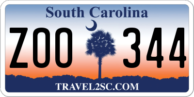 SC license plate ZOO344