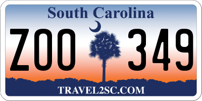 SC license plate ZOO349