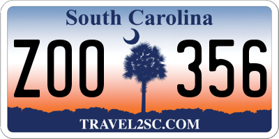 SC license plate ZOO356