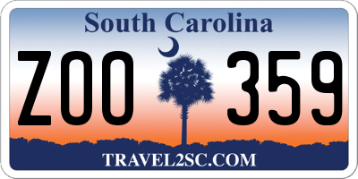 SC license plate ZOO359