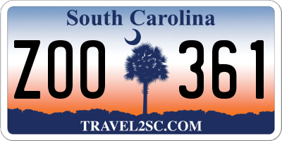 SC license plate ZOO361