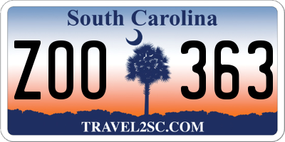 SC license plate ZOO363