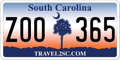 SC license plate ZOO365
