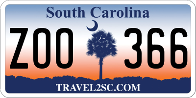 SC license plate ZOO366