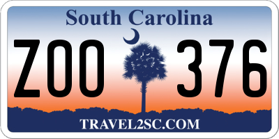 SC license plate ZOO376