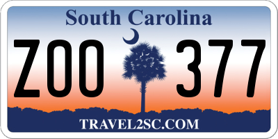 SC license plate ZOO377