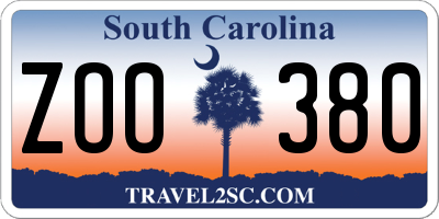 SC license plate ZOO380