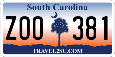 SC license plate ZOO381