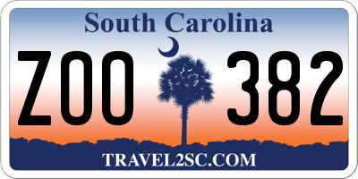 SC license plate ZOO382