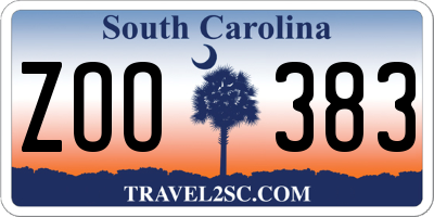 SC license plate ZOO383