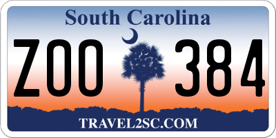 SC license plate ZOO384