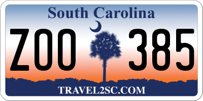 SC license plate ZOO385