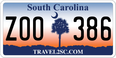 SC license plate ZOO386