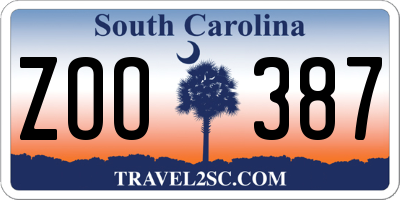 SC license plate ZOO387