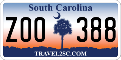 SC license plate ZOO388