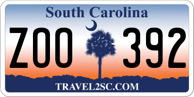 SC license plate ZOO392