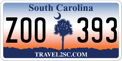 SC license plate ZOO393