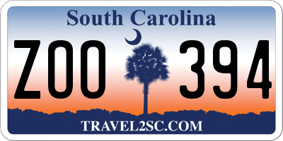 SC license plate ZOO394