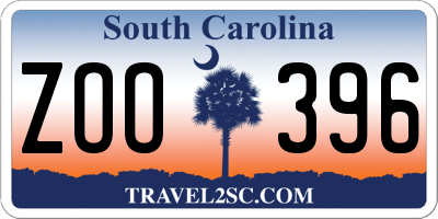 SC license plate ZOO396