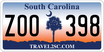 SC license plate ZOO398