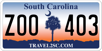 SC license plate ZOO403